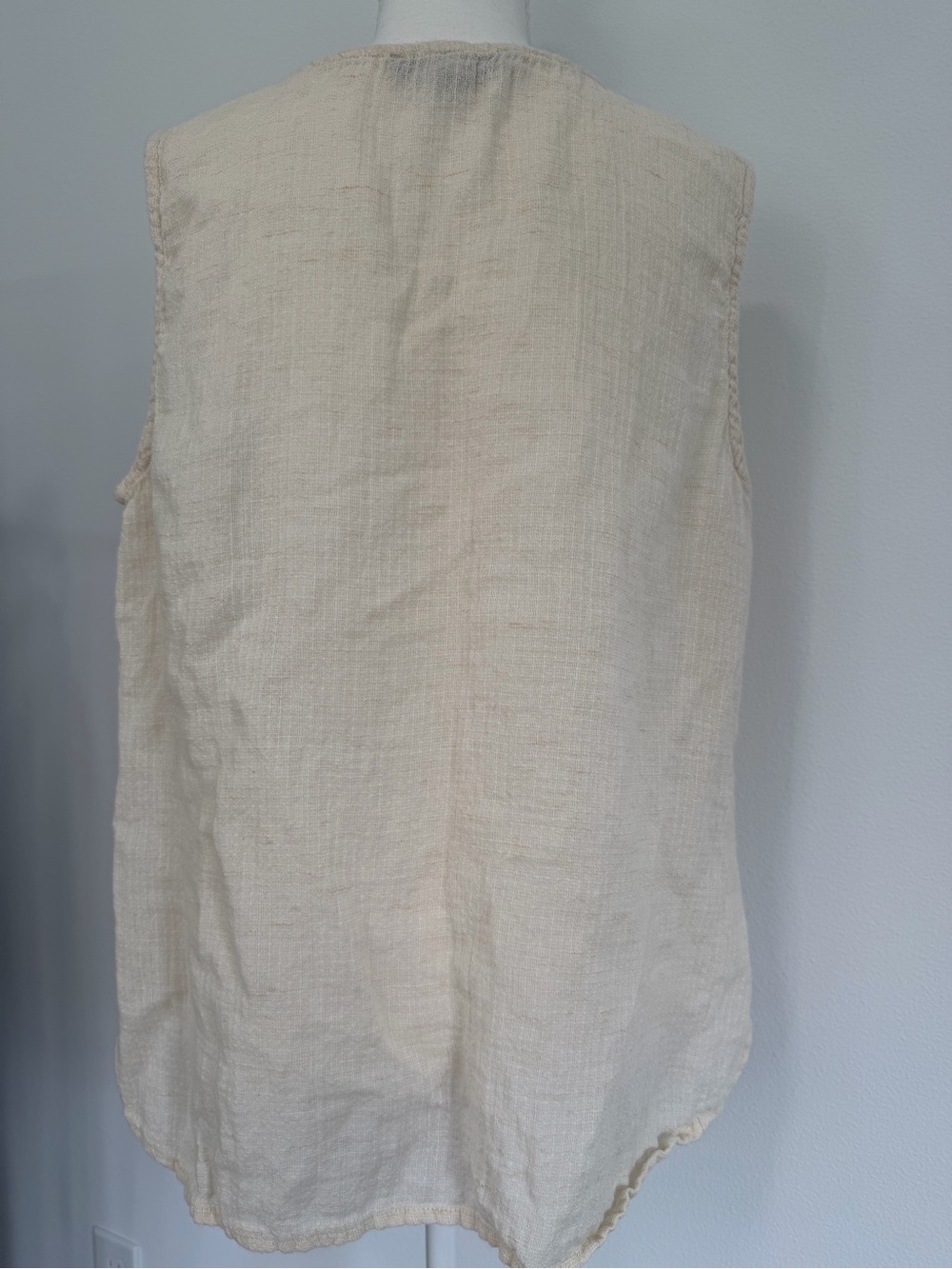 FLAX Linen Sleeveless Tank Natural Minimalist Coastal Capsule Wardrobe Size L - Picture 6 of 6